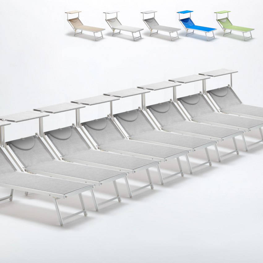 20 Bains de soleil professionnels transats de plage en aluminium Italia 