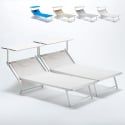 2 bains de soleil XL de jardin piscine transat en aluminium Grande Italia Promotion