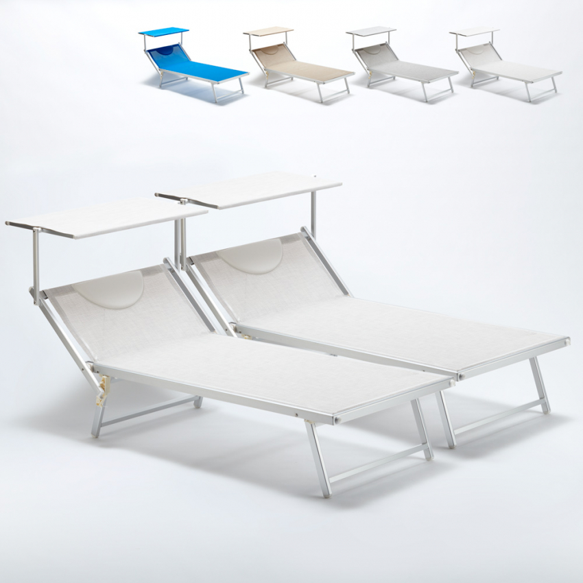 2 bains de soleil XL de jardin piscine transat en aluminium Grande Italia Promotion 2 bains de soleil XL de jardin piscine transat en aluminium Grande Italia Promotion
