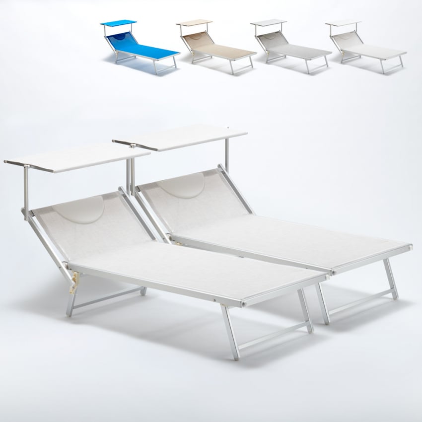 Set van 2 aluminium strandligbedden Grande Italia XL Aanbieding Set van 2 aluminium strandligbedden Grande Italia XL Aanbieding