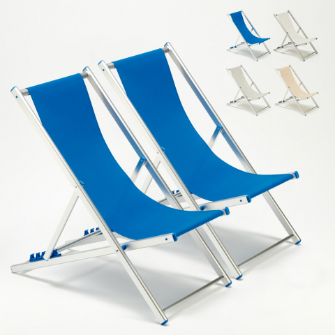 Strandstoelen met aluminium structuur 2 stuks voor strand tuin en zwembad Riccione