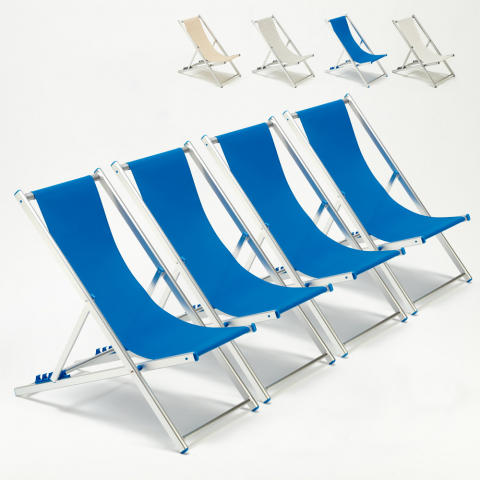Aanbod 4 stuks ligstoelen in aluminium voor zwembad en tuin Riccione