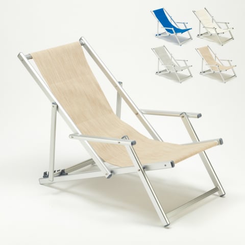 Transat chaise de plage avec accoudoirs piscine aluminium Riccione Lux
