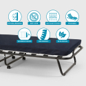 Lit pliant 80x180 à roulettes avec matelas et sommier à lattes Ares 