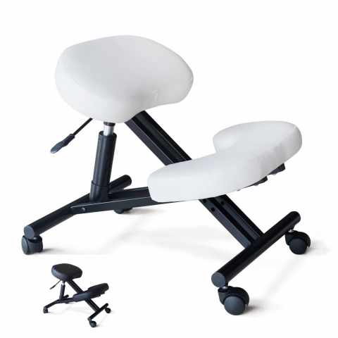 Chaise de bureau ergonomique siège assis-genoux métal similcuir Balancesteel Promotion