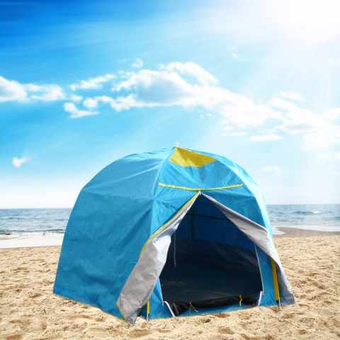 Tente de plage 2 sièges abri solaire camping protection uv ant-ivent