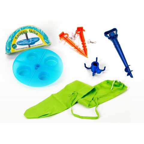 Set accessoires voor parasol met strandtas parasol tafel en klerenhaak Spiaggia Facile