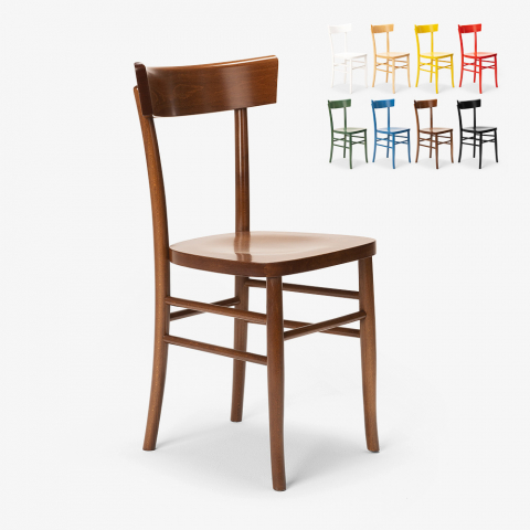 Chaise en bois rustique pour salle à manger cuisine bar restaurant Milano