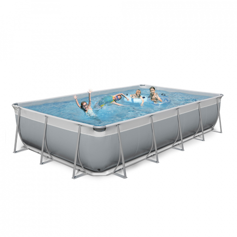 Piscine hors sol rectangulaire 520x265 H125 New Plast complète gris blanc Futura 550