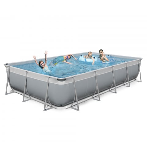 New Plast piscine hors sol rectangulaire 650x265 H125 kit et accessoires gris blanc Futura 650