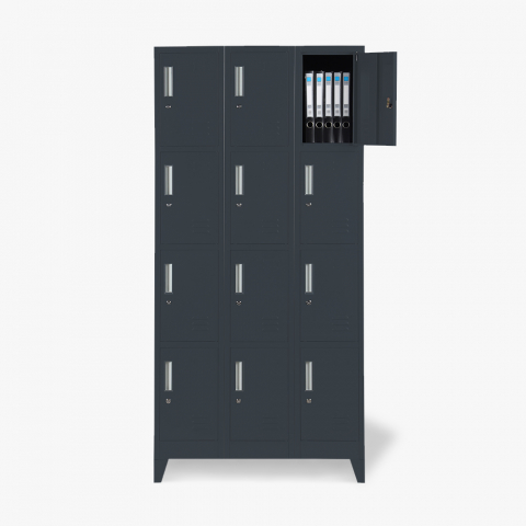 Metalen locker met 12 vakken met sloten 90x45x190 cm Krakatoa Aanbieding