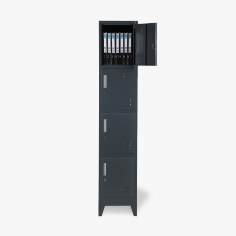 Metalen locker met 4 vakken en slot 38x45x190 cm Stromboli Aanbieding