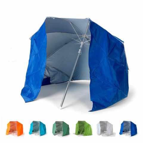 Draagbare strandparasol strandtent met luifel gordijn zeer licht met aluminium stang 160 cm Piuma Aanbieding