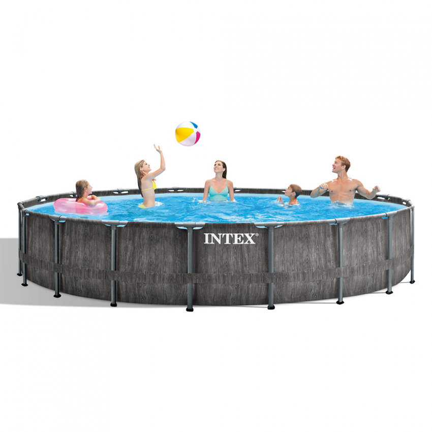 Intex 26744 Prism Frame Greywood bovengronds rond zwembad 549x122 cm Aanbieding Intex 26744 Prism Frame Greywood bovengronds rond zwembad 549x122 cm Aanbieding