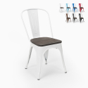 Chaise industrielle en bois et acier style Tolix pour cuisine et bar Steel Wood