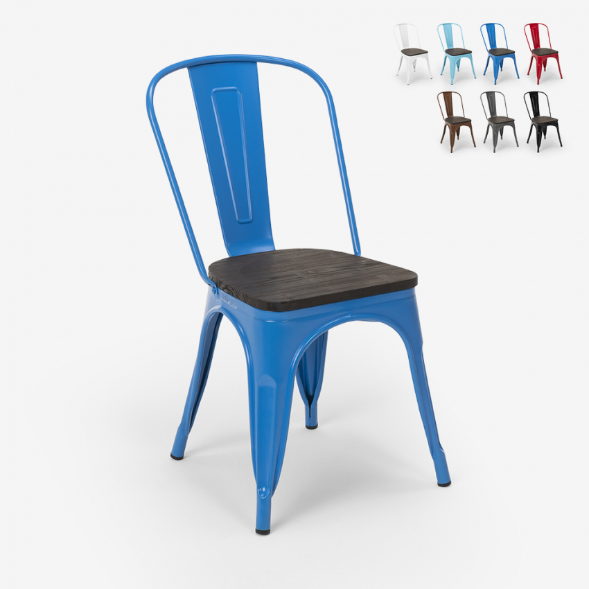 chaise industrielle en bois et acier style pour cuisine et bar steel wood Réductions