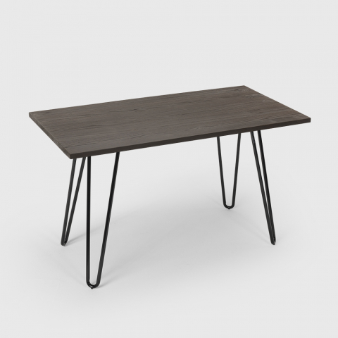table à manger industrielle 120x60 design Lix métal bois rectangulaire prandium Promotion