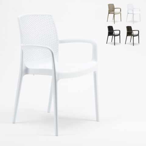 Grand Soleil Stoel fauteuil gemaakt van polyrattan met armleuningen. Makkelijk stapelbaar. Boheme Aanbieding