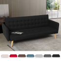 Canapé convertible 3 places clic clac en tissu inclinable design nordique Malibu 