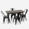 table rectangulaire 120x60 + 4 chaises en acier de style industriel et bois ralph 