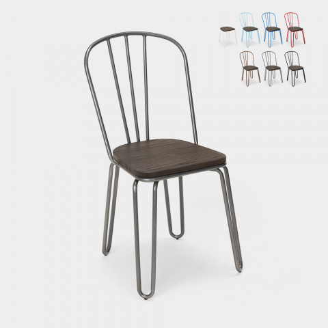 Chaise industrielle en acier style Tolix pour bar et cuisine design Ferrum