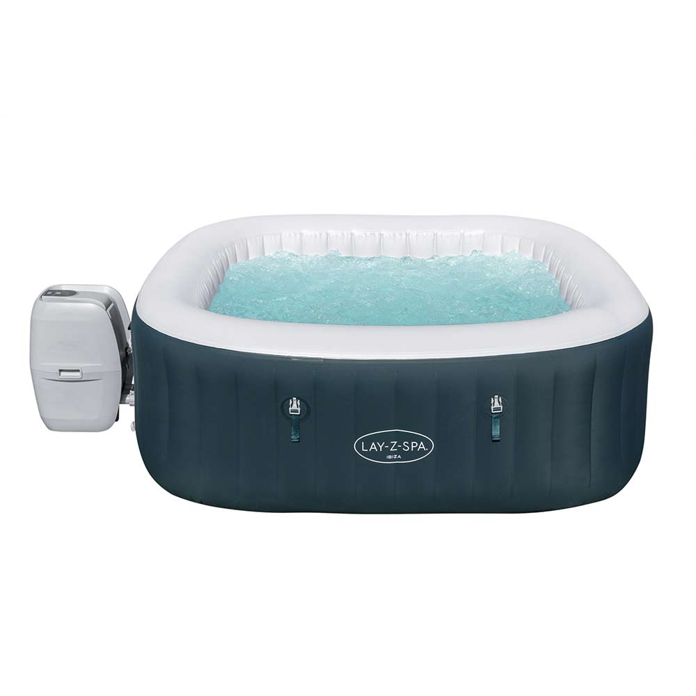 lay z inflatable spa ibiza airjet 6 seater bestway square spa 60015
