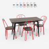 set rechthoekige tafel 120x60 met 4 design stoelen van industrieel staal en hout otis 