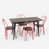 set rechthoekige tafel 120x60 met 4 design stoelen van industrieel staal en hout otis 