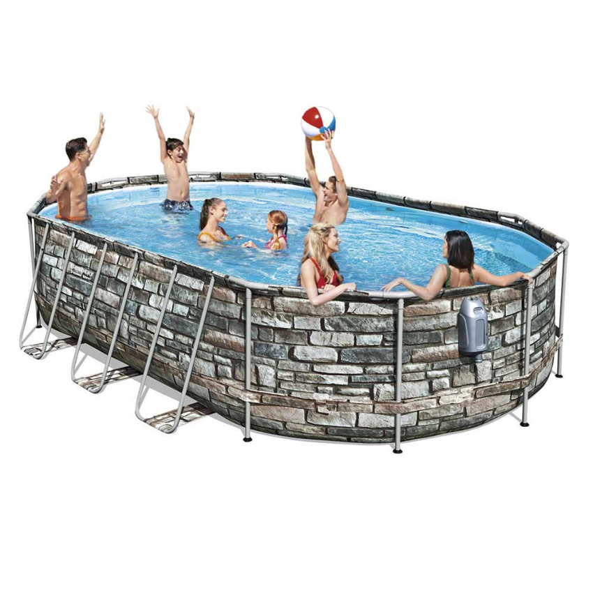 Bovengronds ovaal zwembad Bestway 56719 Power Steel 610x366x122 cm Aanbieding