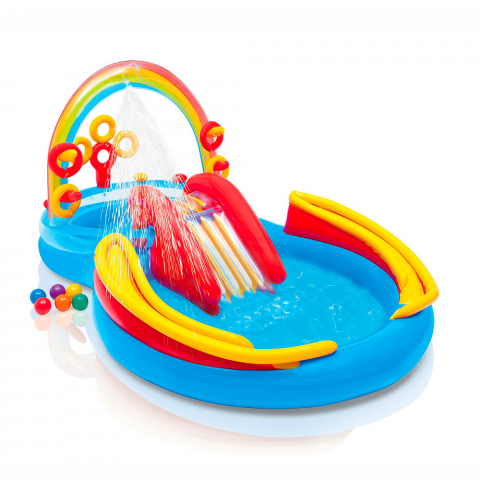 Opblaasbaar zwembad voor kinderen Intex 57453 speeltuin Rainbow Ring Aanbieding