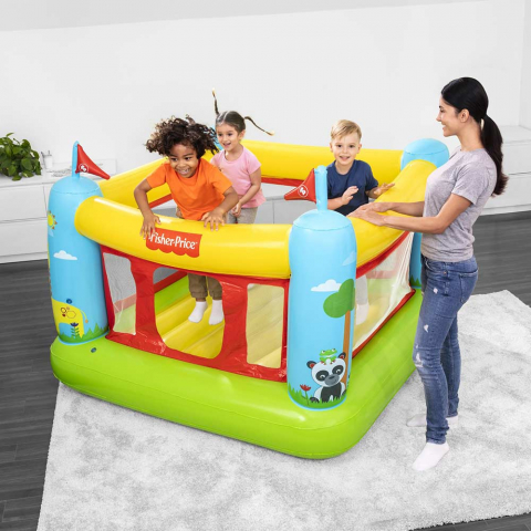 Bestway 93553 opblaasbaar springkussen voor kinderen Fisher-Price Bouncestatic Aanbieding