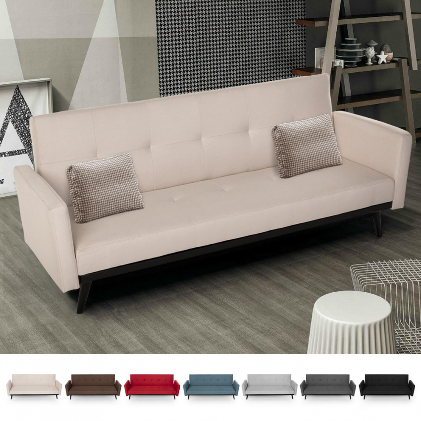 Canapé convertible 3 places clic clac en tissu design nordique Tulum Canapé convertible 3 places clic clac en tissu design nordique Tulum