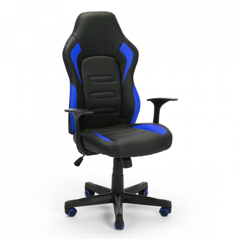 Chaise de bureau ergonomique en similicuir design sport Aragon Sky