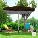 Marte Brown 3x3 square aluminium garden umbrella with central arm Korting