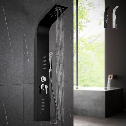 Steel shower column panel with waterfall hydromassage shower mixer Monticelli Aanbieding