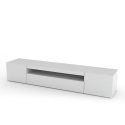 Meuble TV design avec portes tiroirs à rabat 200 cm Daiquiri White L Remises