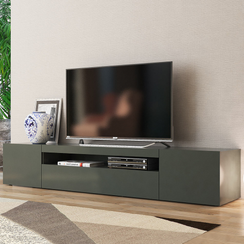 Design TV-meubel met klepschuifdeuren 200cm Daiquiri Antraciet L Aanbieding
