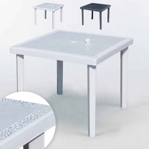Vierkante polyrotan tafel 90x90cm Grand Soleil Gruvyer Aanbieding