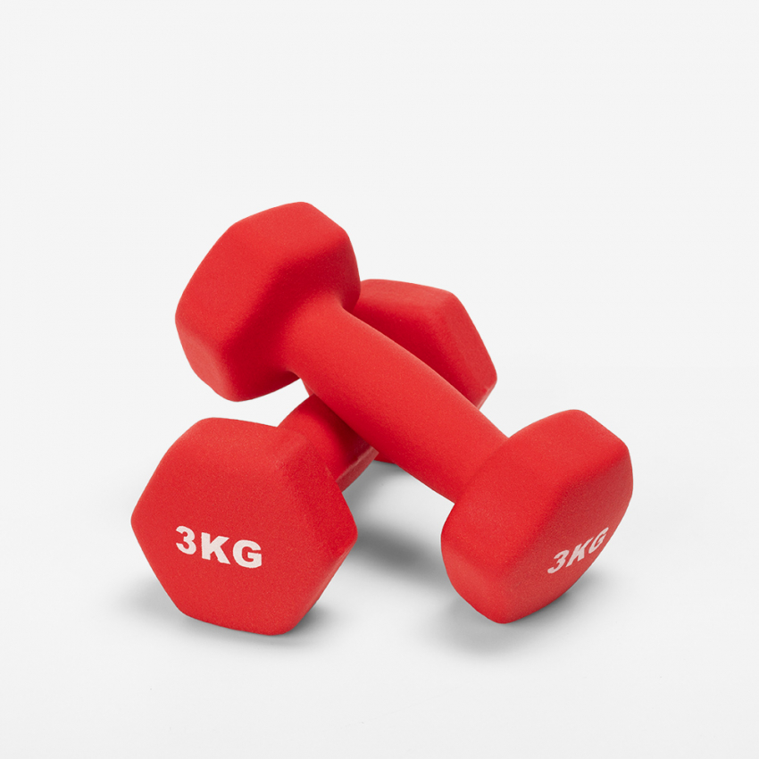 Set van 2 x 3 kg dumbbells van vinyl Megara Aanbieding