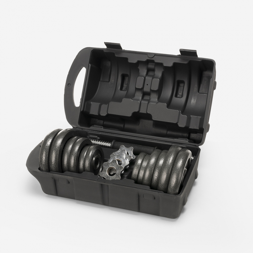 Haltères de musculation 20 kg en acier chromé étui 2x10KG Hercules M Promotion Haltères de musculation 20 kg en acier chromé étui 2x10KG Hercules M Promotion