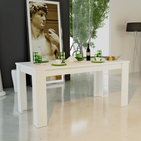Table à manger extensible 160-210x90cm console moderne en bois blanc Jesi Larch