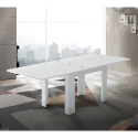 Moderne design witte uitschuifbare eettafel met boekensteunen 90-180x90cm Jesi Liber Korting