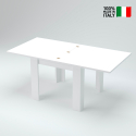 Moderne design witte uitschuifbare eettafel met boekensteunen 90-180x90cm Jesi Liber Verkoop