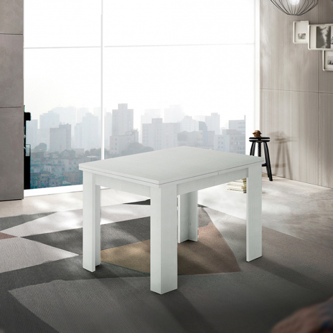 Uitschuifbare eettafel book design wit hout 90-180x90cm Jesi Liber Wood