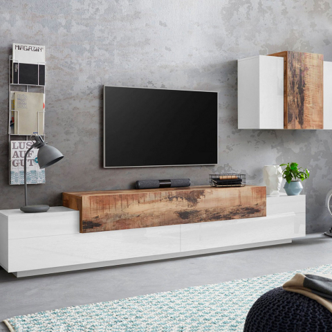 Modern design woonkamer TV kast van wit hout CORONA MOBY