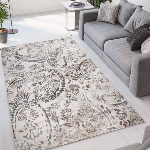Modern tapijt met bloemmotief Double bruin kortpolig MAR002