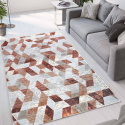 Modern geometrisch design kortpolig tapijt Double grijs rood TER002 Aanbieding