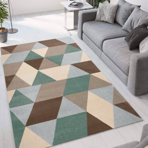 Tapis design moderne à motif géométrique multicolore rectangulaire Milano GLO009 Promotion