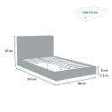 Lit double  160x190 avec sommier à lattes et coffre de rangement Basel King 