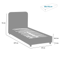 Eenpersoons bed van stof met lattenbodem 80x190 cm Zurich Twin 
